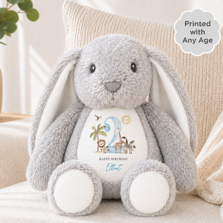 Personalised Blue Safari Any Age Birthday Teddy