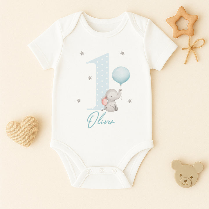Personalised Blue Elephant Birthday Vest