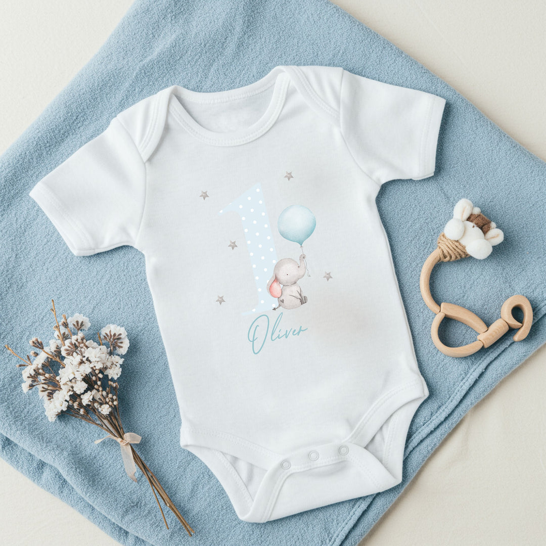 Personalised Blue Elephant Birthday Vest