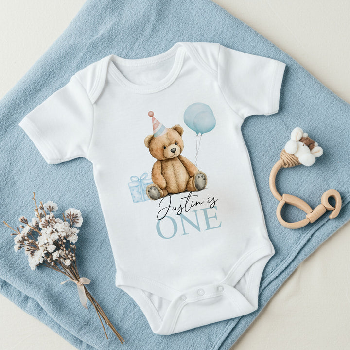 Personalised Blue Teddy Birthday Vest