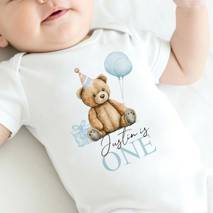 Personalised Blue Teddy Birthday Vest