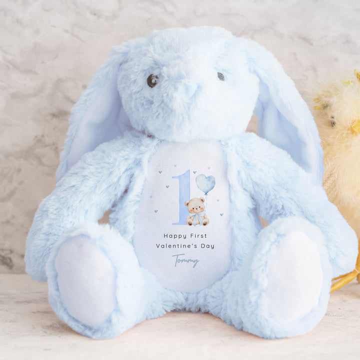 Personalised Blue Bear My First Valentine's Day Soft Toy