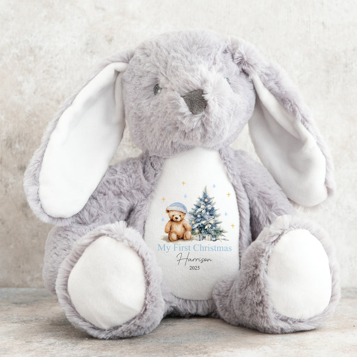 Personalised First Christmas Blue Bear Teddy