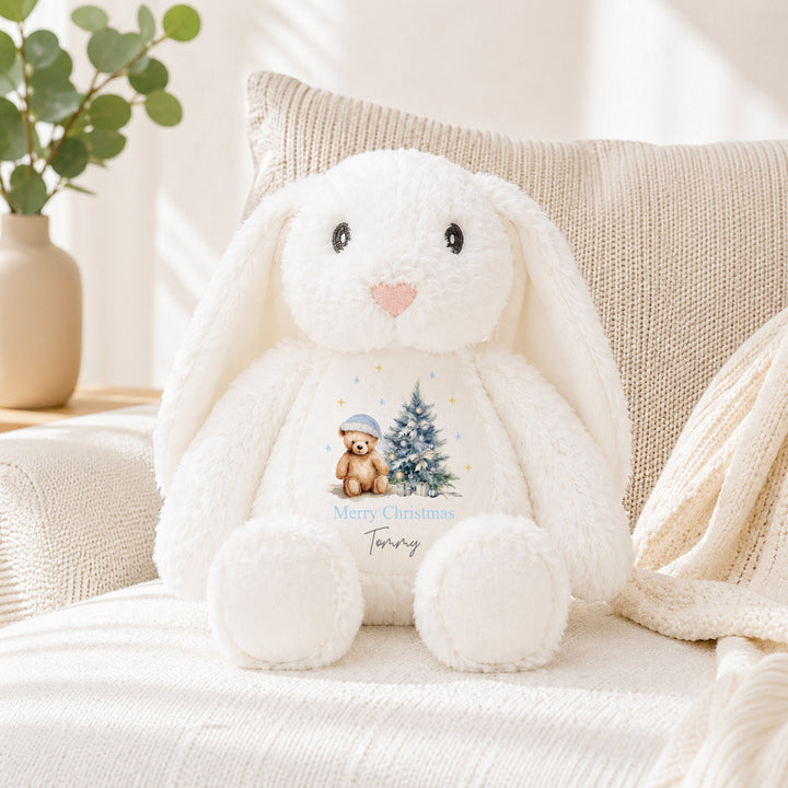 Personalised Blue Teddy Tree My First Christmas Soft Toy