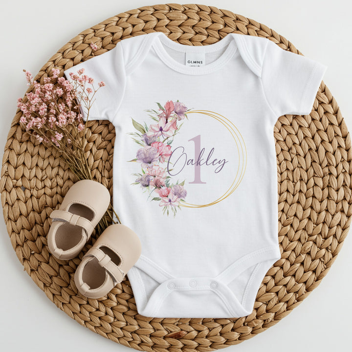 Personalised Boho Floral Wreath Birthday Birthday Vest