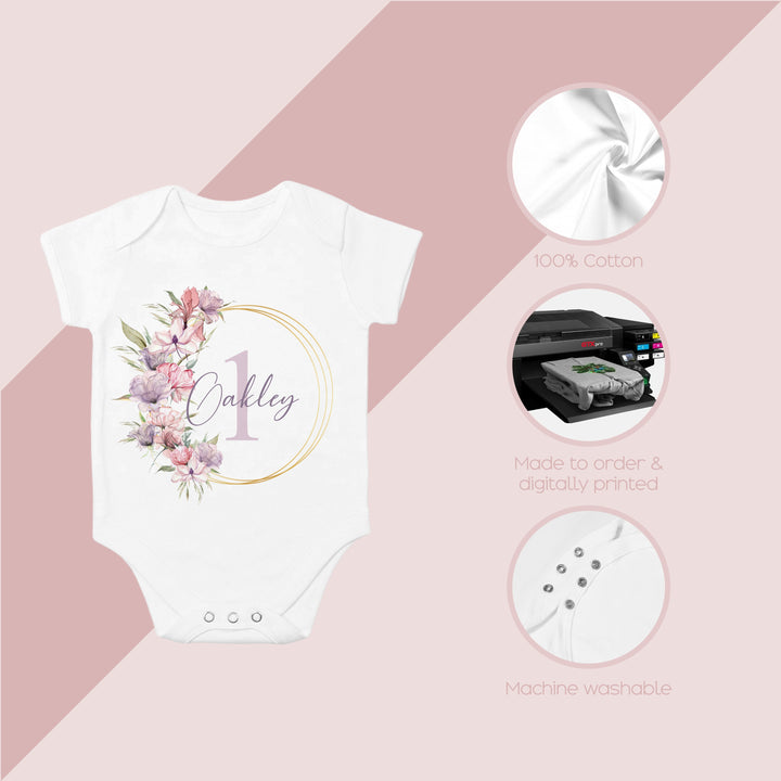 Personalised Boho Floral Wreath Birthday Birthday Vest
