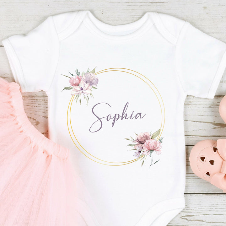 Personalised Boho Wreath Babygrow/Vest