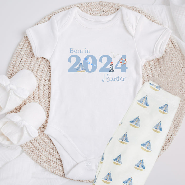 Personalised Born in 2024 Boats Vest With Optional Leggings