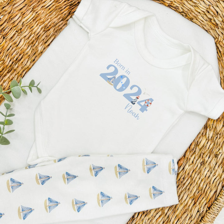 Personalised Born in 2024 Boats Vest With Optional Leggings