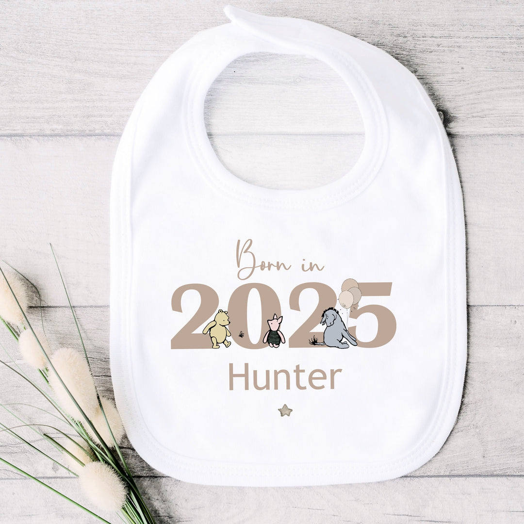 Personalised Pooh Bear Born in 2025 Babygrow/Vest