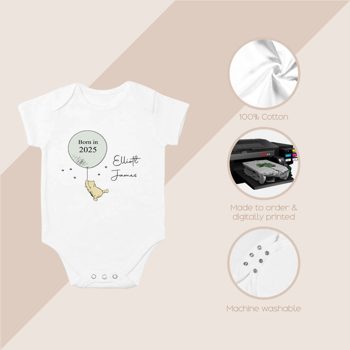 Personalised Born in 2025 Winnie the Pooh Babygrow/Vest