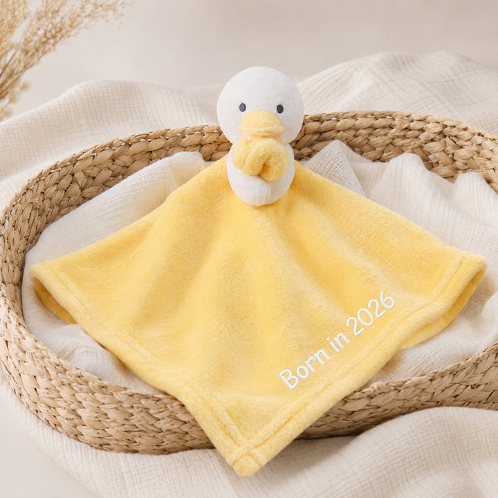 Born in 2026 Embroidered Yellow Duck Comforter