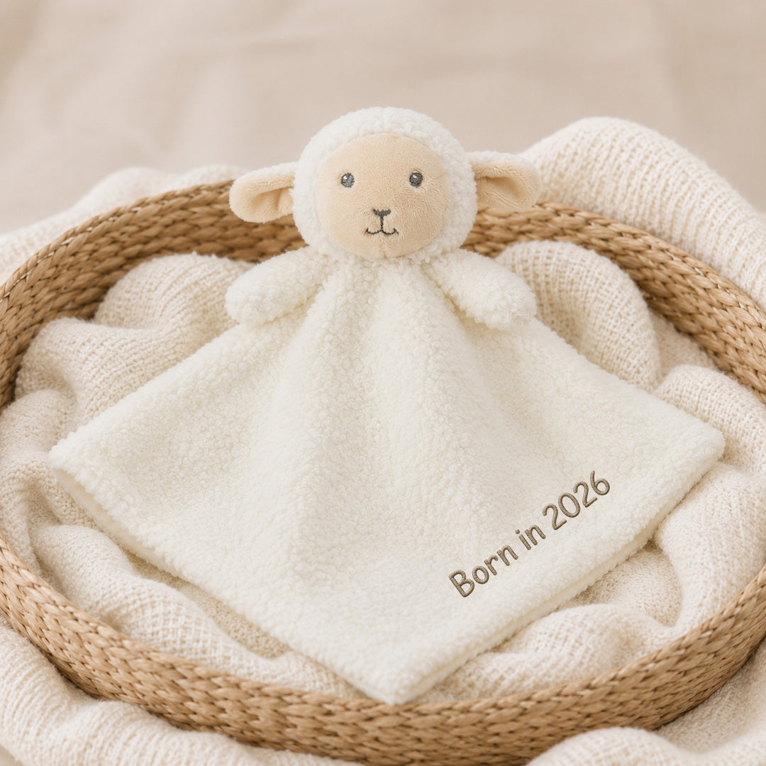 Born in 2026 Embroidered Sheep Comforter