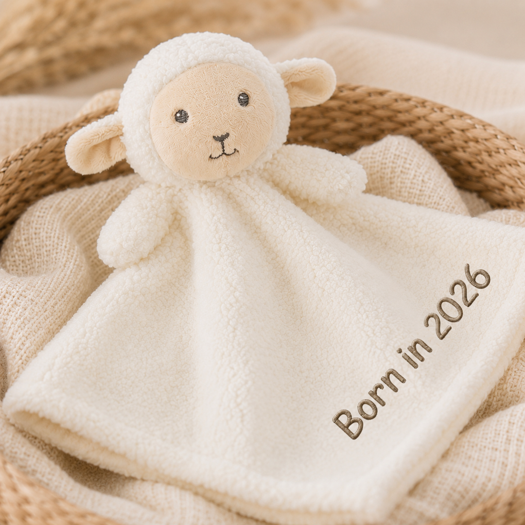 Born in 2026 Embroidered Sheep Comforter