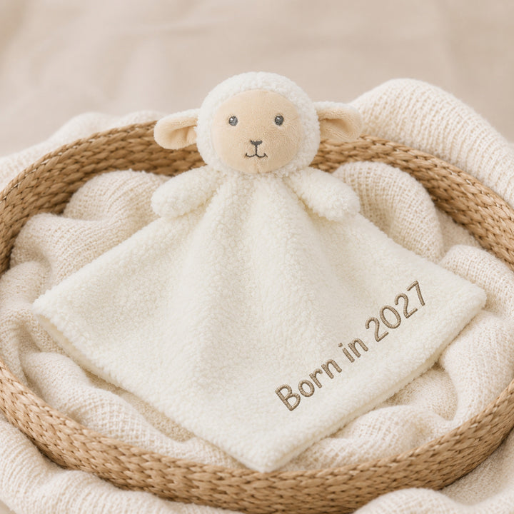 Born in 2026 Embroidered Sheep Comforter
