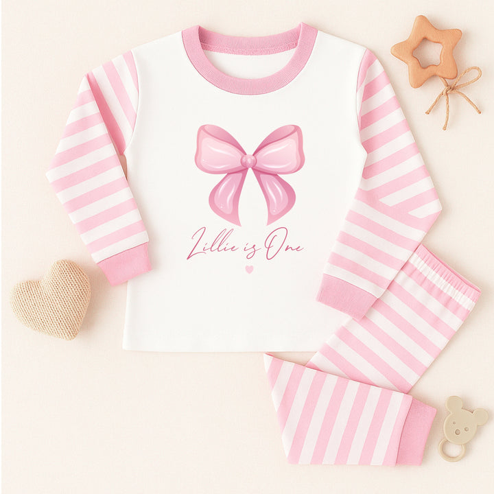 Personalised Pink Bow Birthday Pyjamas