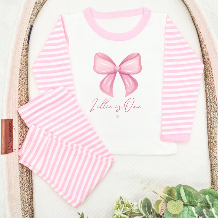 Personalised Pink Bow Birthday Pyjamas