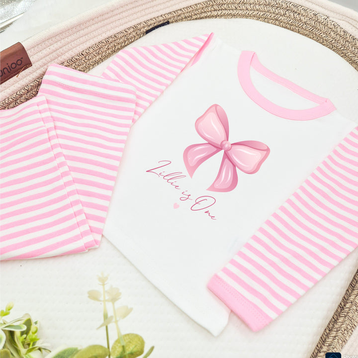 Personalised Pink Bow Birthday Pyjamas