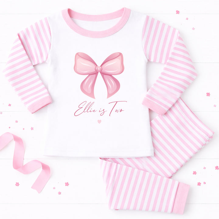 Personalised Pink Bow Second Birthday Pyjamas