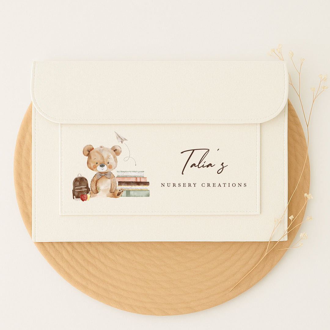 Personalised Boy Teddy Nursery Artwork Folder
