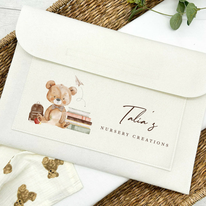 Personalised Boy Teddy Nursery Artwork Folder
