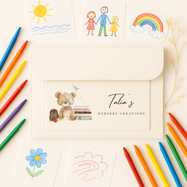Personalised Boy Teddy Nursery Artwork Folder