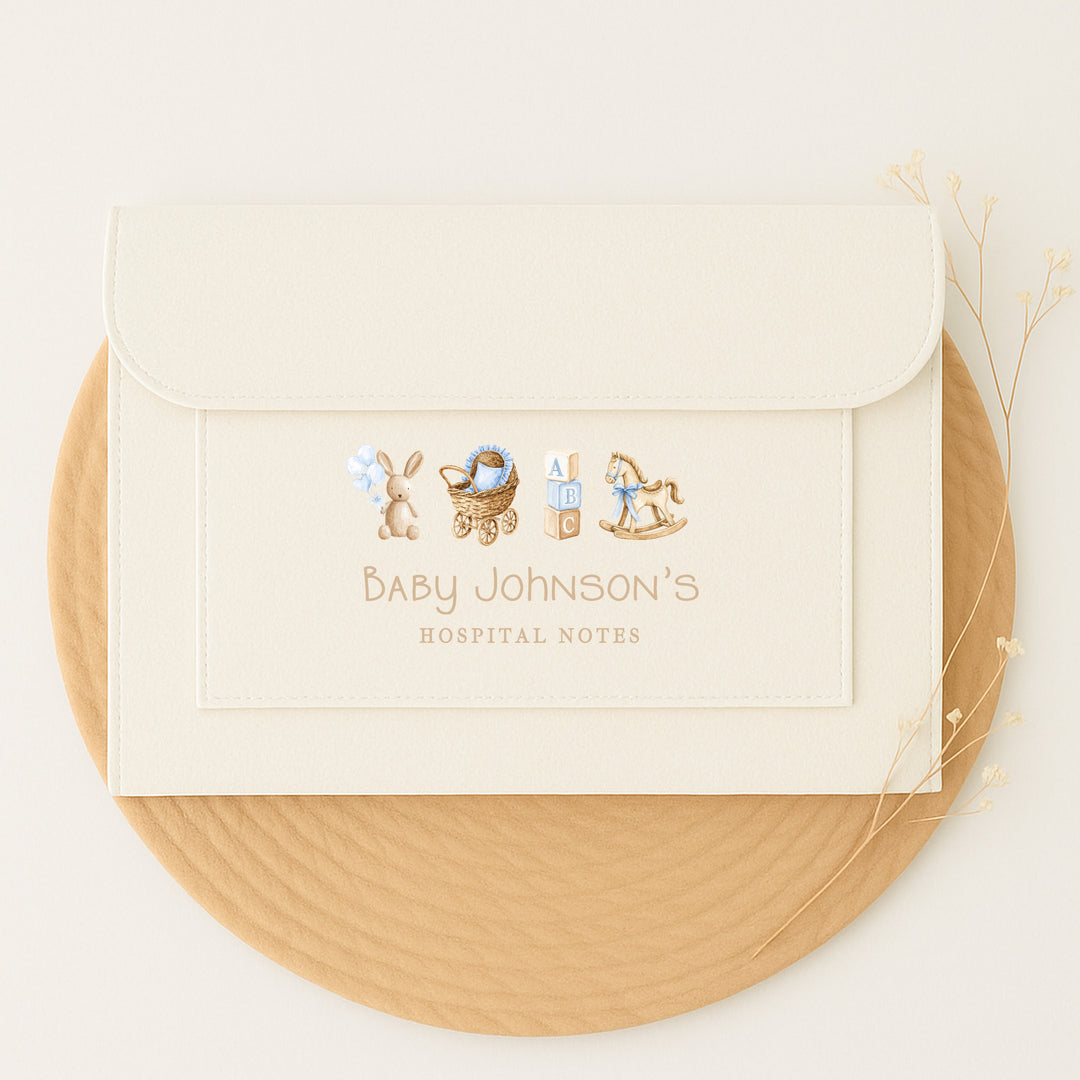 Personalised Blue Baby Maternity/Pregnancy Notes Folder