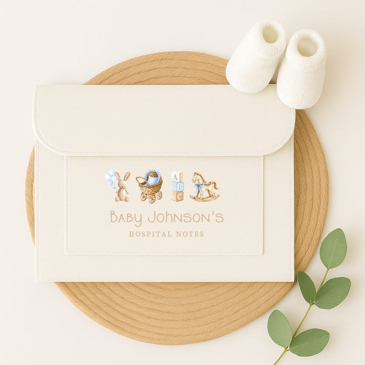 Personalised Blue Baby Maternity/Pregnancy Notes Folder