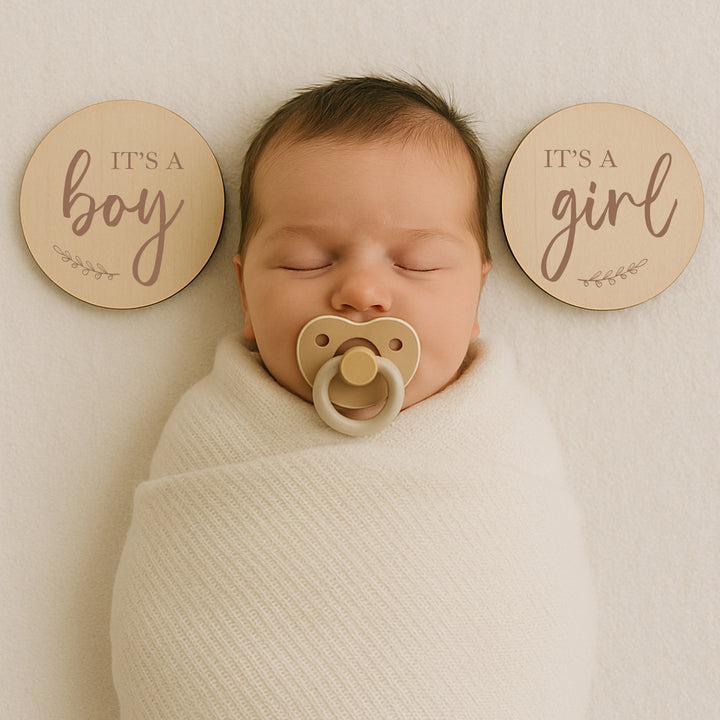 It's A Boy/Girl Announcement Wooden Plaque Set