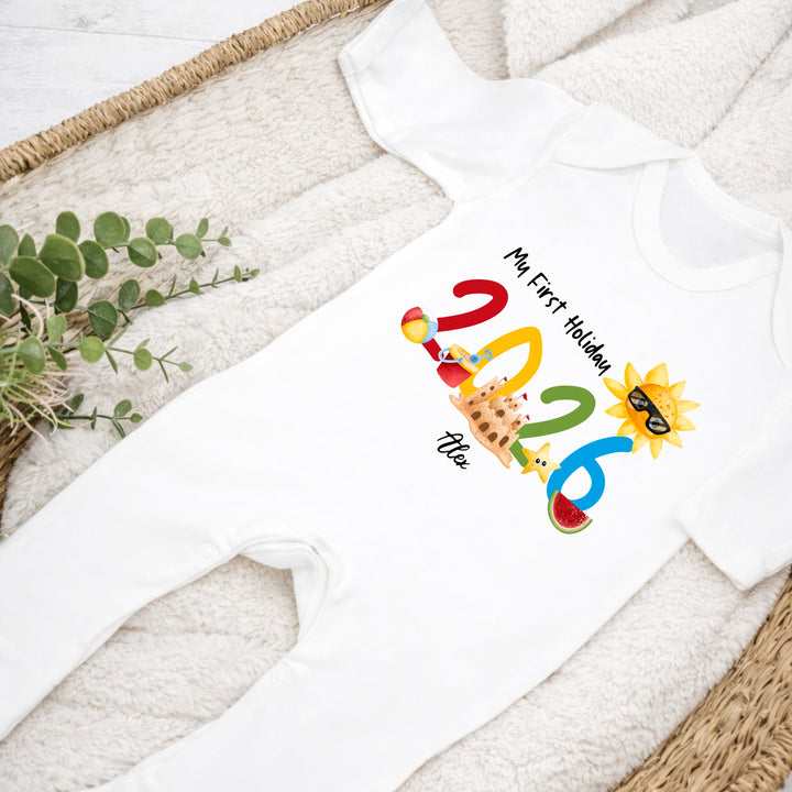 Personalised My First Holiday T-Shirt Baby Grow or Vest