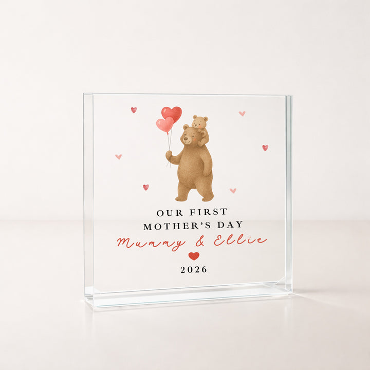 Personalised Brown Bears Our First Mother's Day Acrylic Plaque