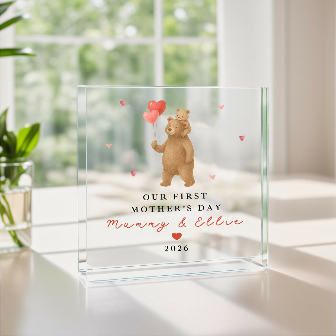 Personalised Brown Bears Our First Mother's Day Acrylic Plaque
