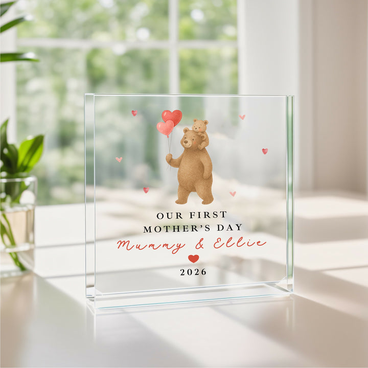 Personalised Brown Bears Our First Mother's Day Acrylic Plaque