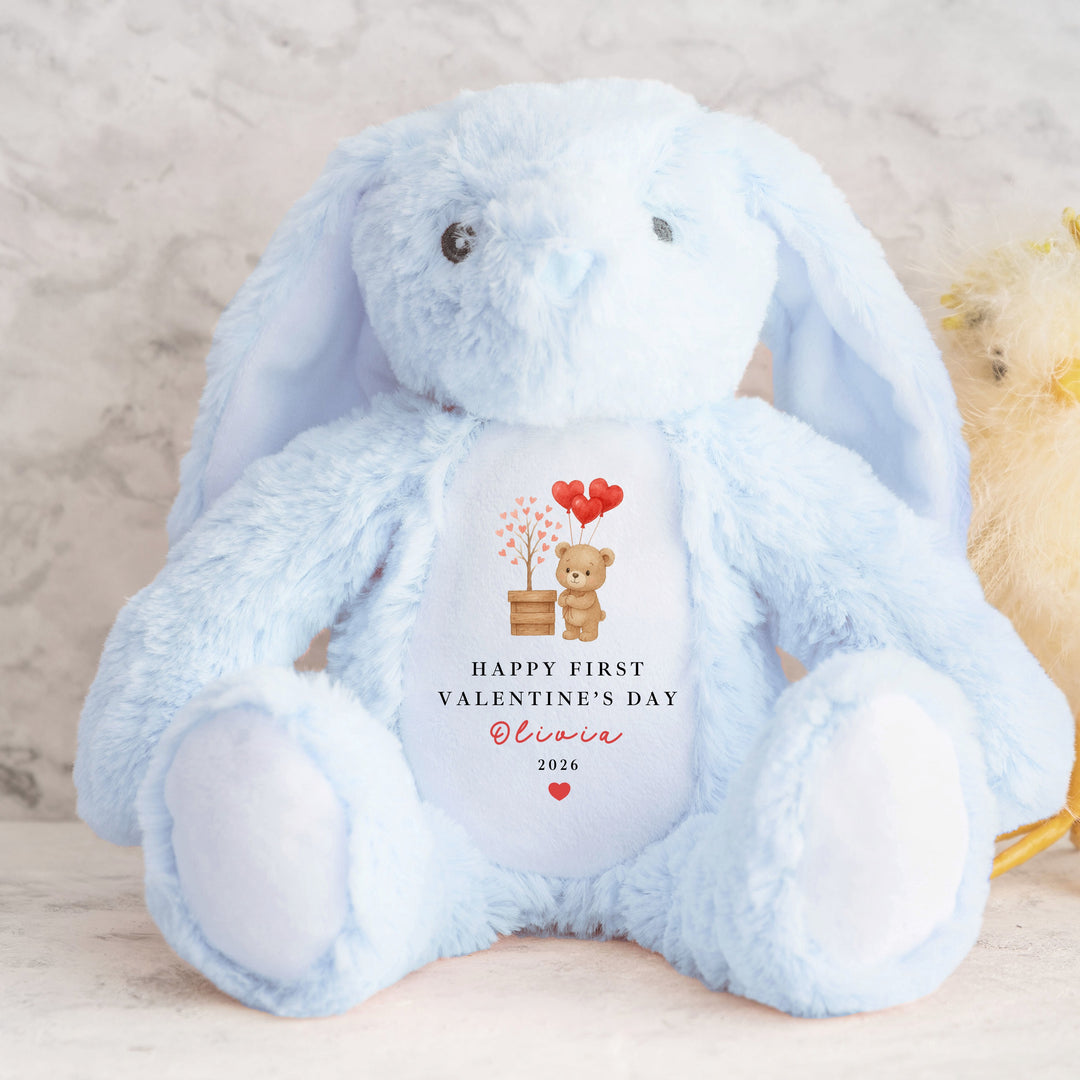 Personalised Brown Bear Happy First Valentine's Day Soft Toy
