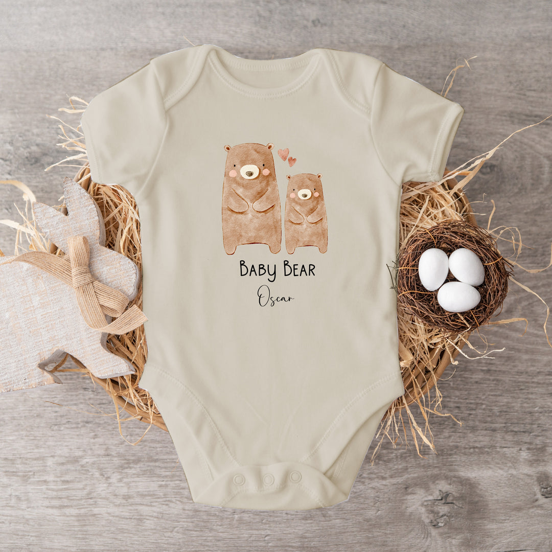 Personalised Bears Sibling Matching Beige Babygrow/T-shirt