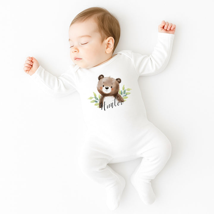 Personalised Brown Bear Baby Grow or Vest