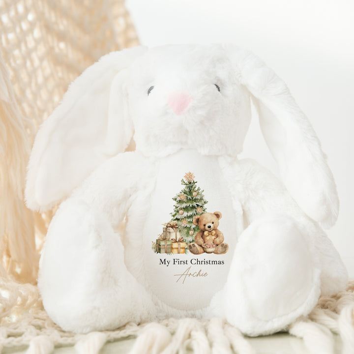 Personalised Beige Teddy Christmas Reindeer/Penguin/Bunny