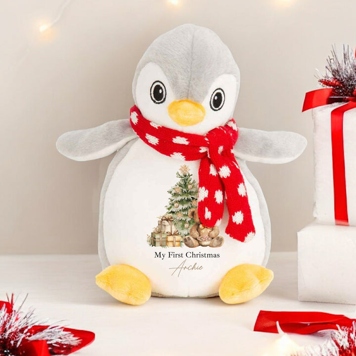 Personalised Beige Teddy Christmas Reindeer/Penguin/Bunny