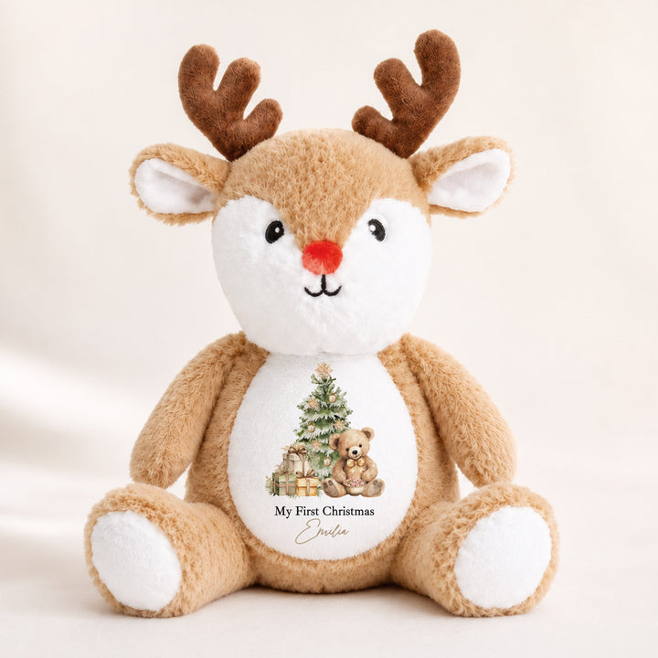 Personalised Beige Teddy My First Christmas Soft Toy