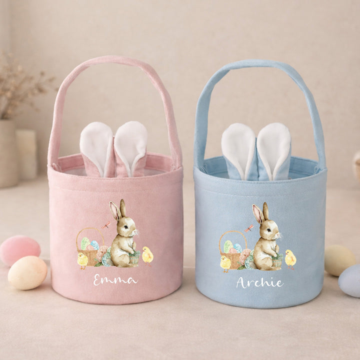 Personalised Brown Rabbit Easter Bunny Basket