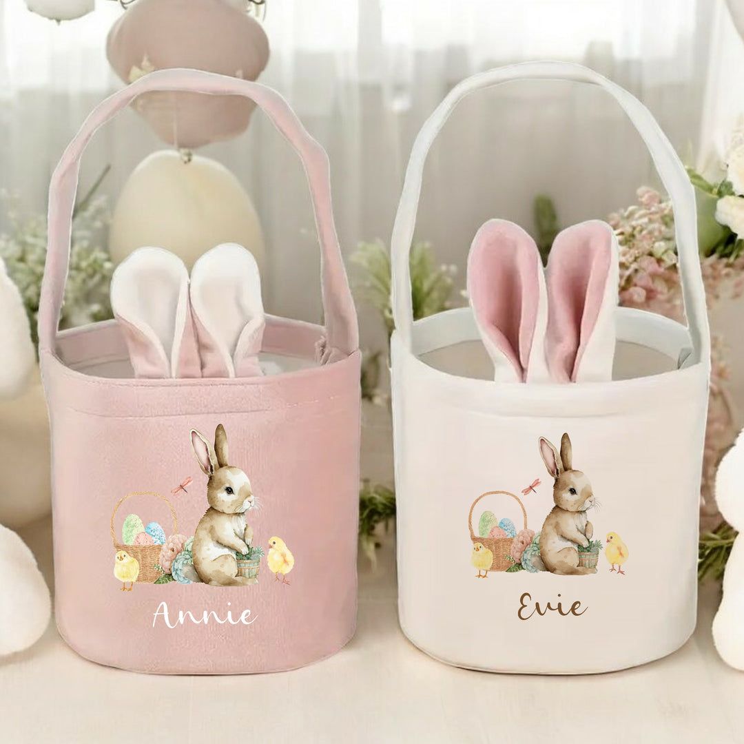 Personalised Brown Rabbit Easter Bunny Basket