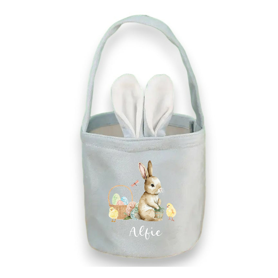 Personalised Brown Rabbit Easter Bunny Basket