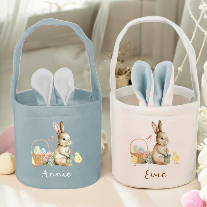 Personalised Brown Rabbit Easter Bunny Basket