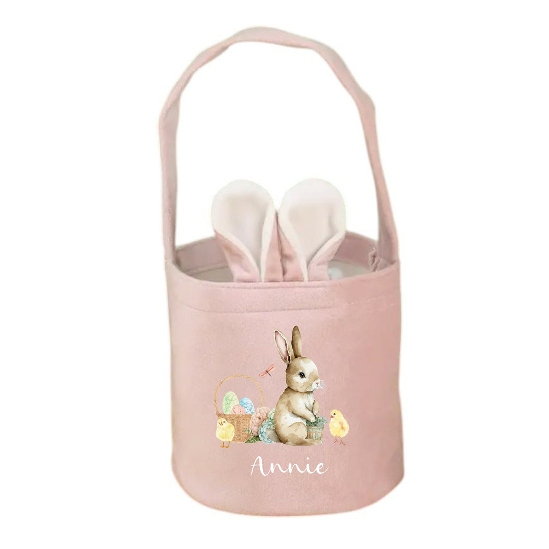 Personalised Brown Rabbit Easter Bunny Basket