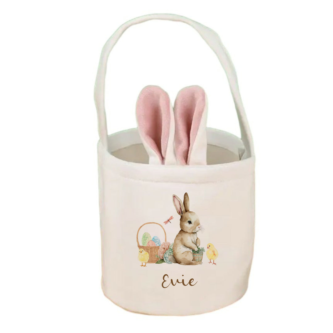 Personalised Brown Rabbit Easter Bunny Basket