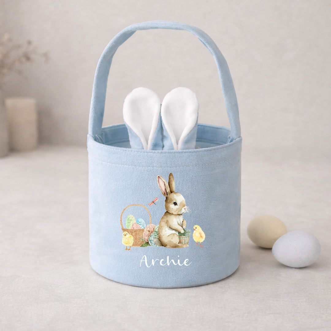 Personalised Brown Rabbit Easter Bunny Basket