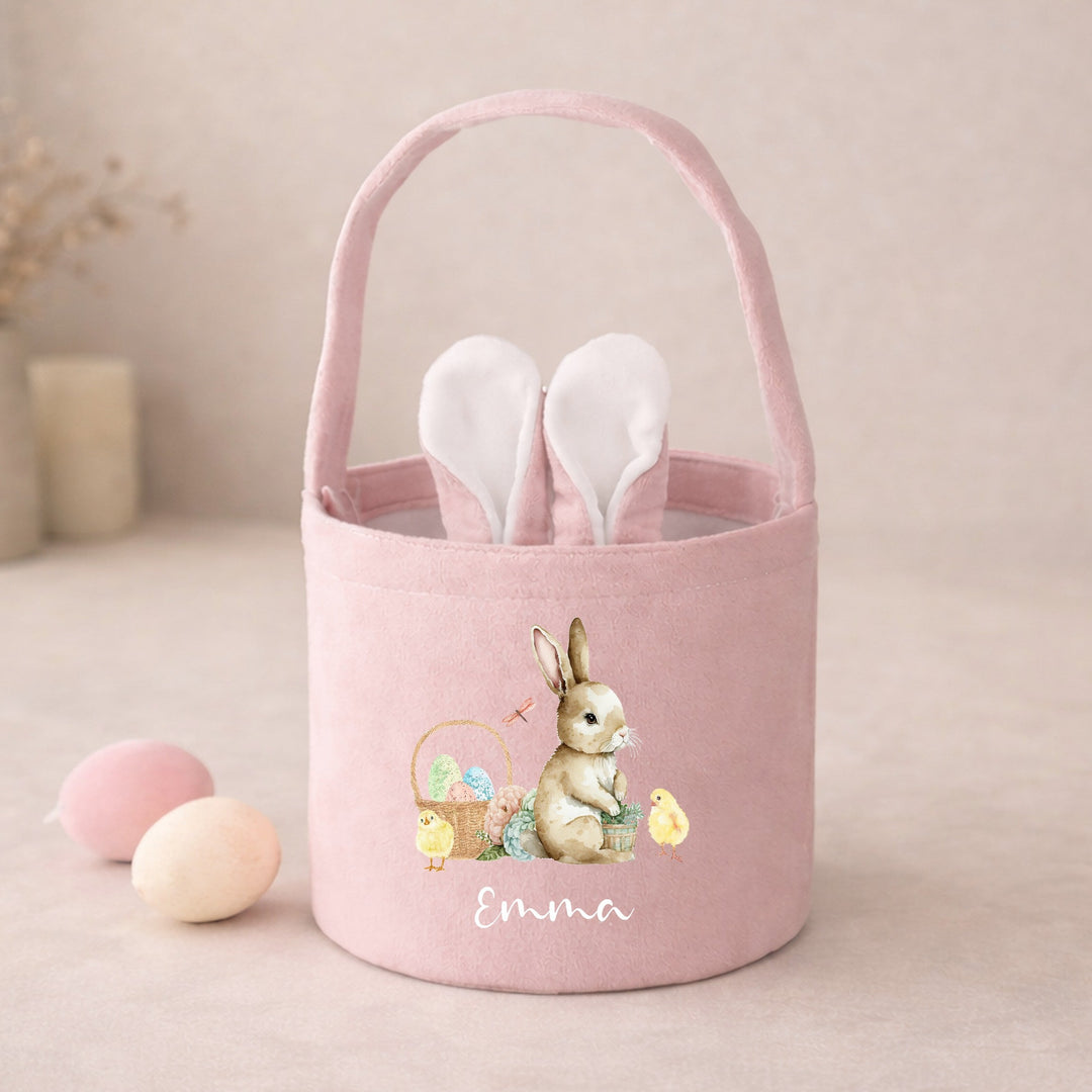Personalised Brown Rabbit Easter Bunny Basket