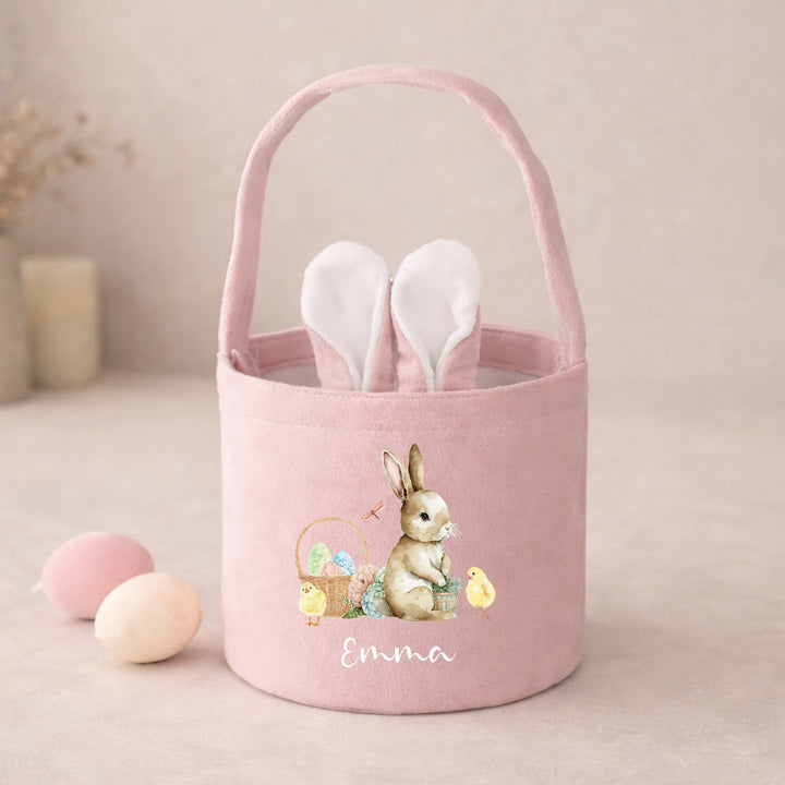 Personalised Brown Rabbit Easter Bunny Basket