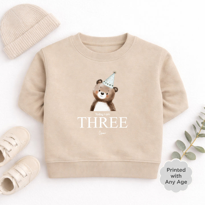 Personalised Bear Party Hat Any Age Birthday Jumper