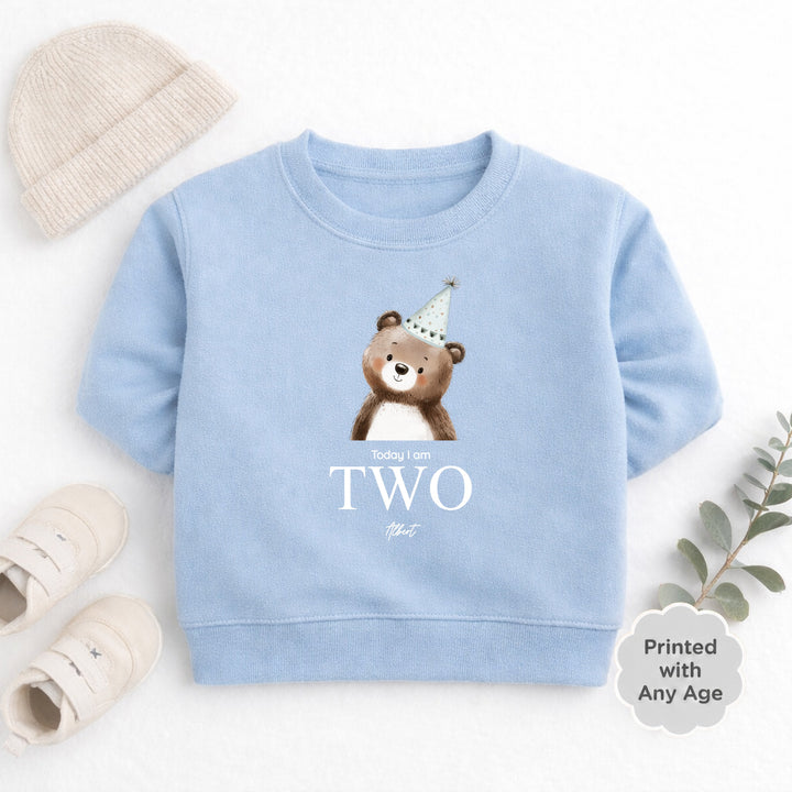 Personalised Bear Party Hat Any Age Birthday Jumper